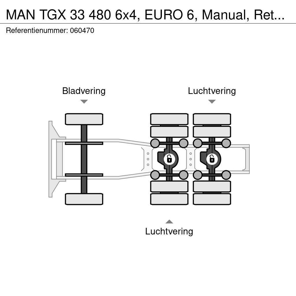 MAN TGX 33 480 6x4, EURO 6, Manual, Retarder Trækkere