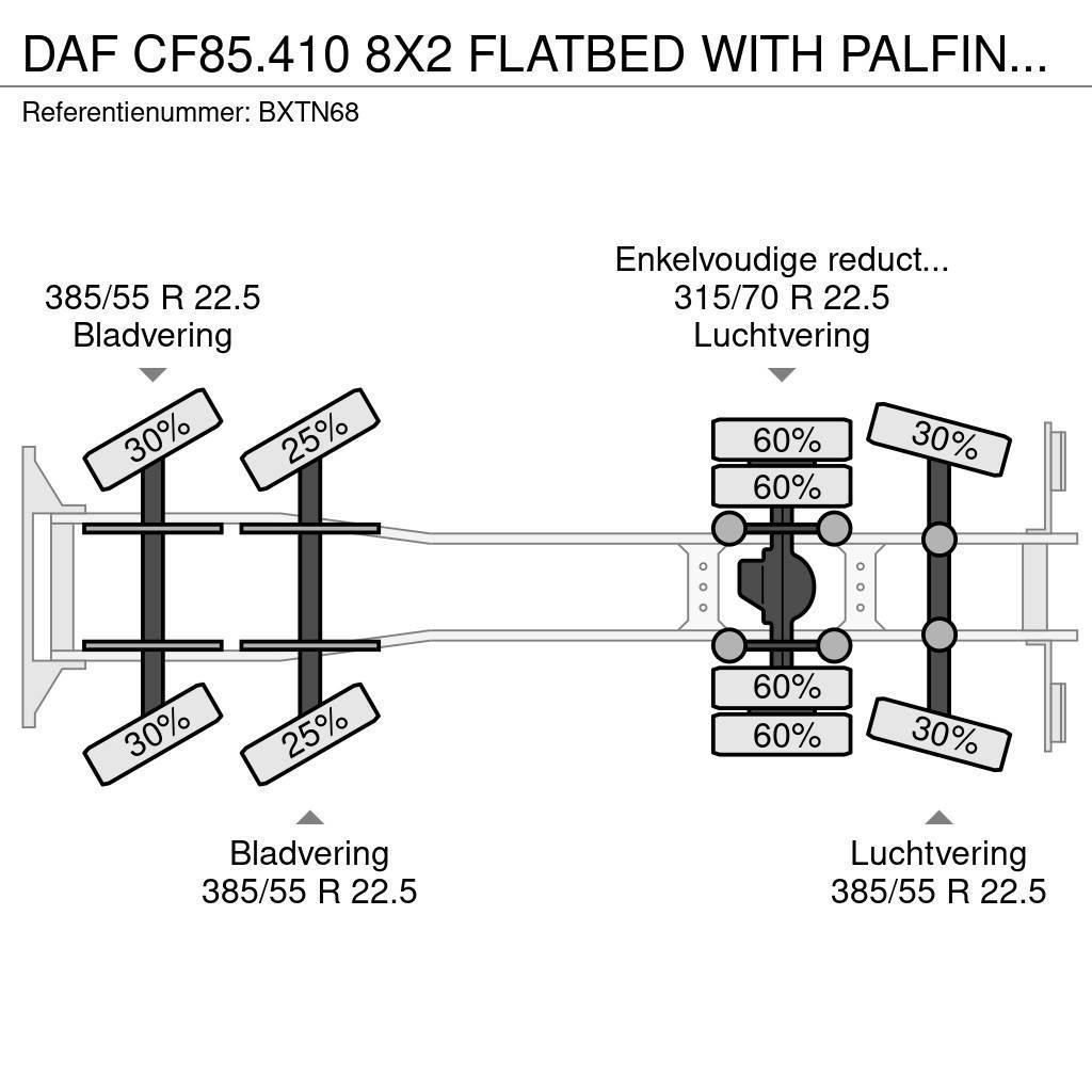 DAF CF85.410 8X2 FLATBED WITH PALFINGER PK 42502 CRANE All terrain cranes