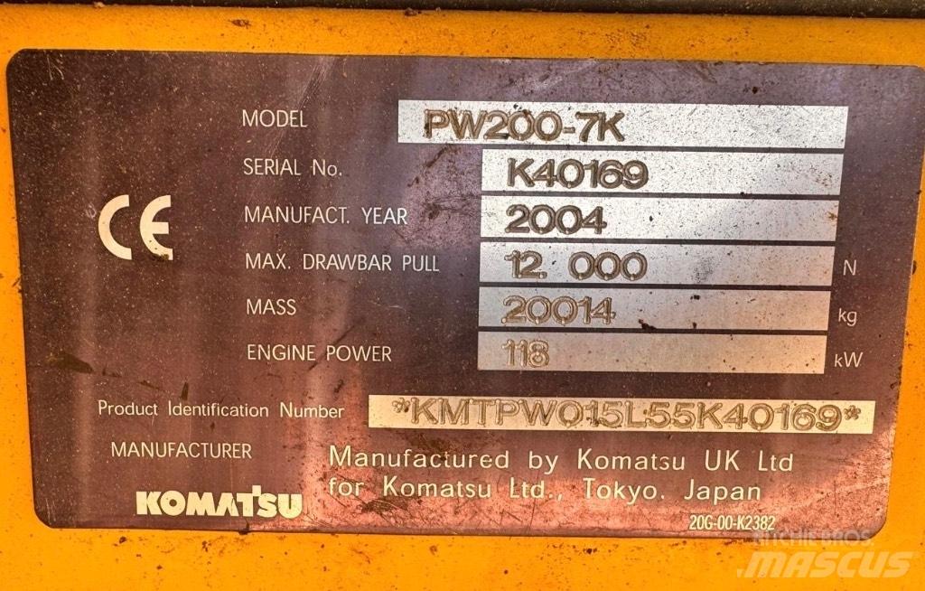 Komatsu PW 200-7K Gravemaskiner på hjul