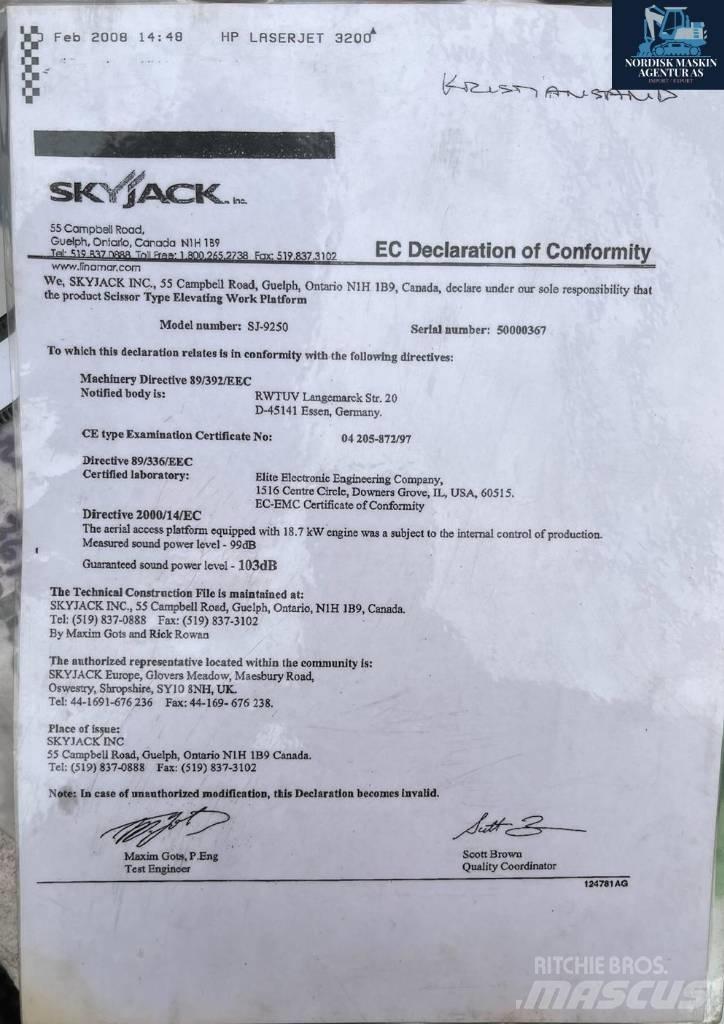 SkyJack 9250 Saxlifte