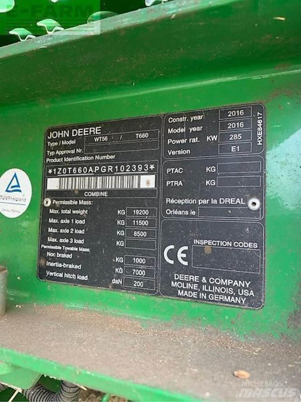 John Deere t660 Mejetærskere