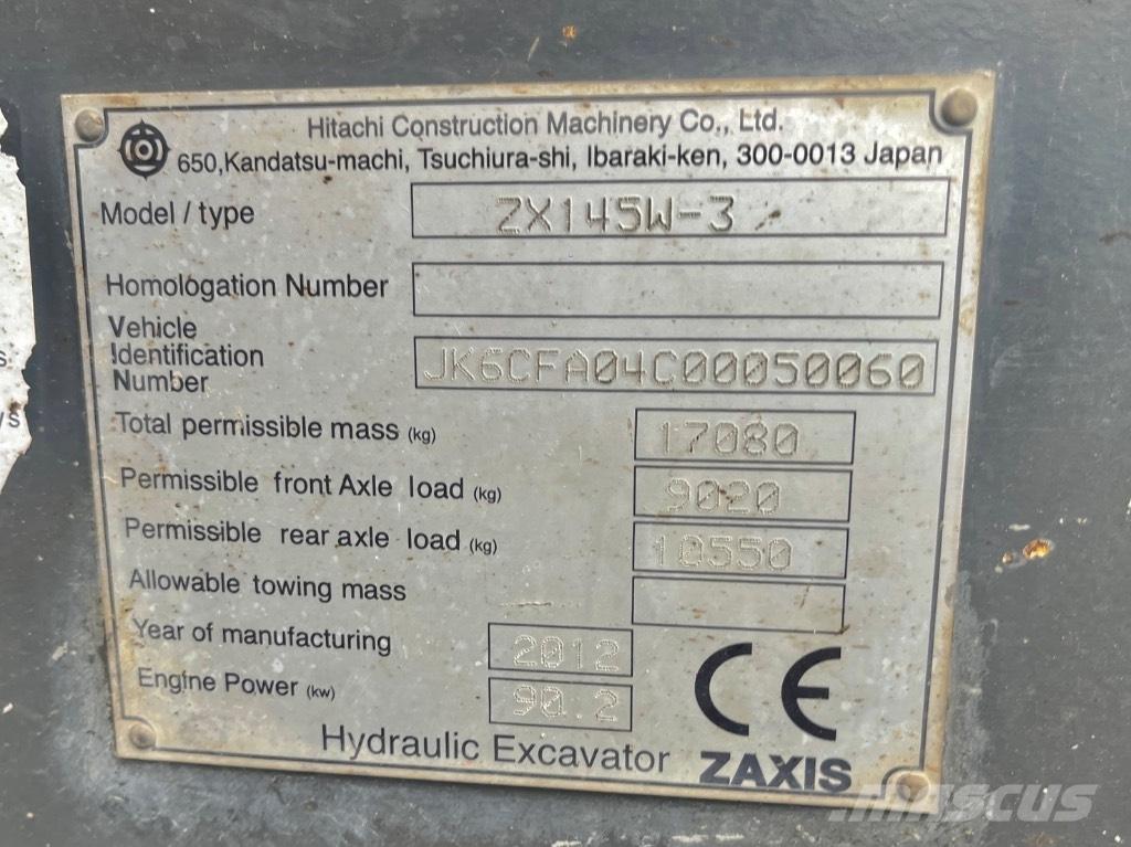 Hitachi ZX 145 W-3 Gravemaskiner på hjul