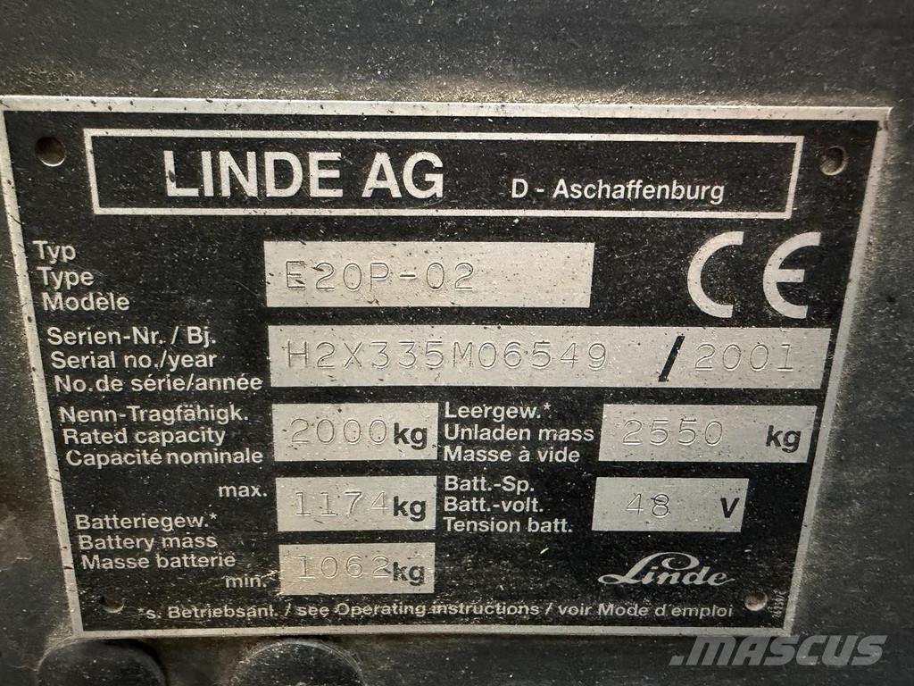 Linde E20P-02 El gaffeltrucks