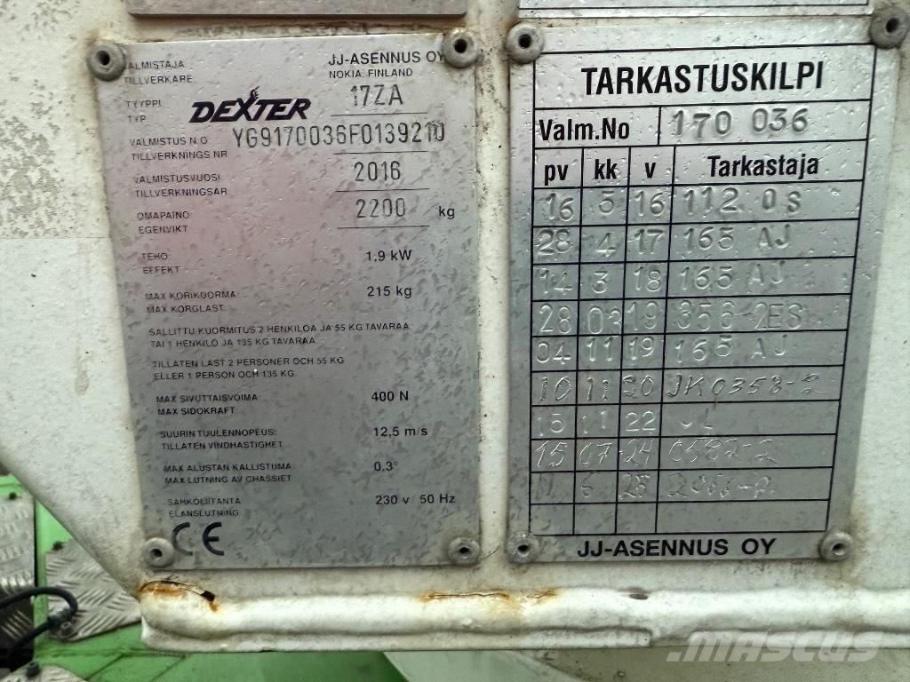 Dexter 17ZA Trailermonterede lifte