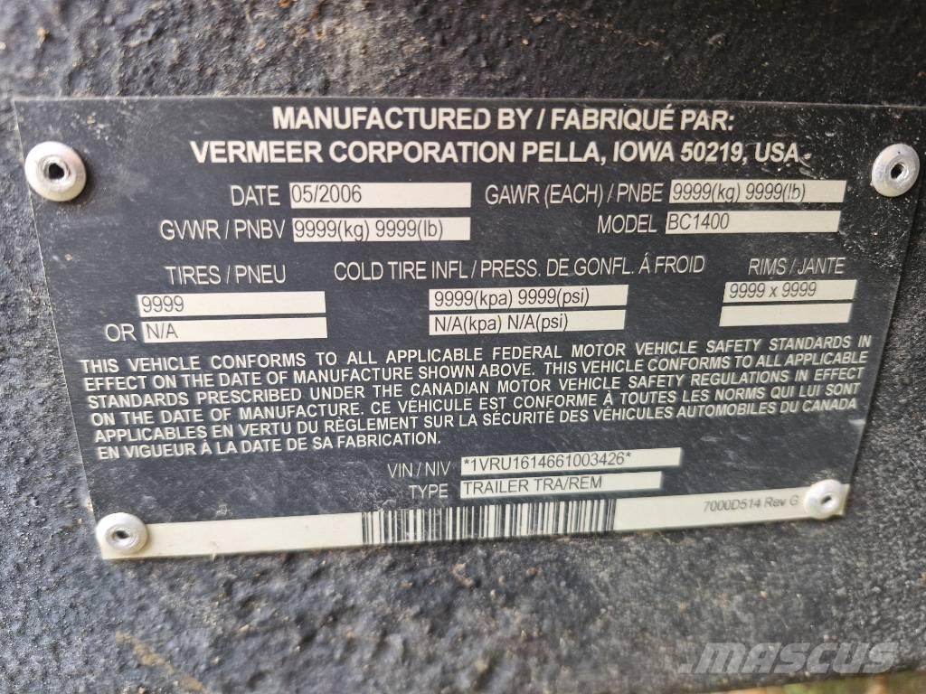 Vermeer BC1400 Flishuggere / neddelere