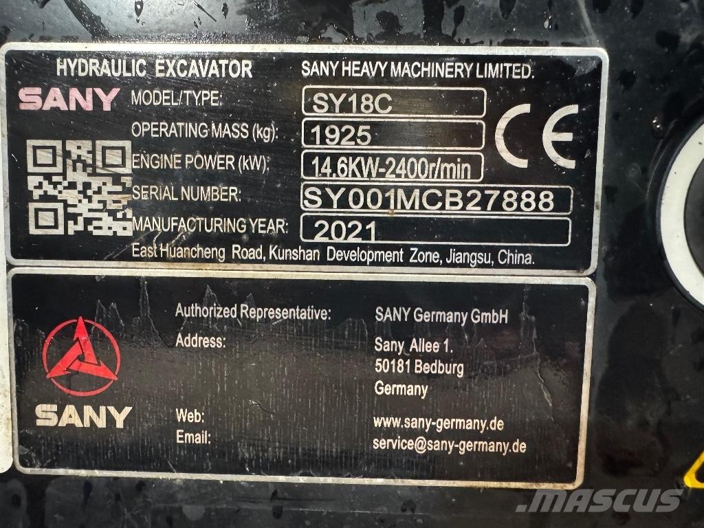 Sany SY 18 C Minigravemaskiner