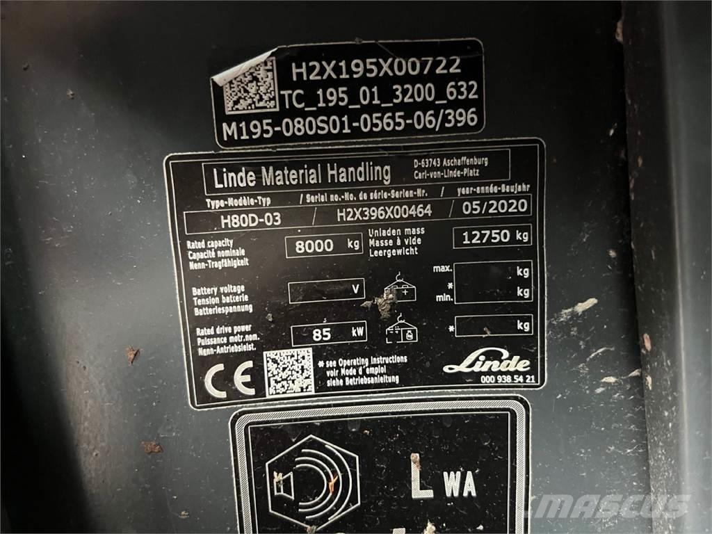 Linde H80D-03 Diesel gaffeltrucks