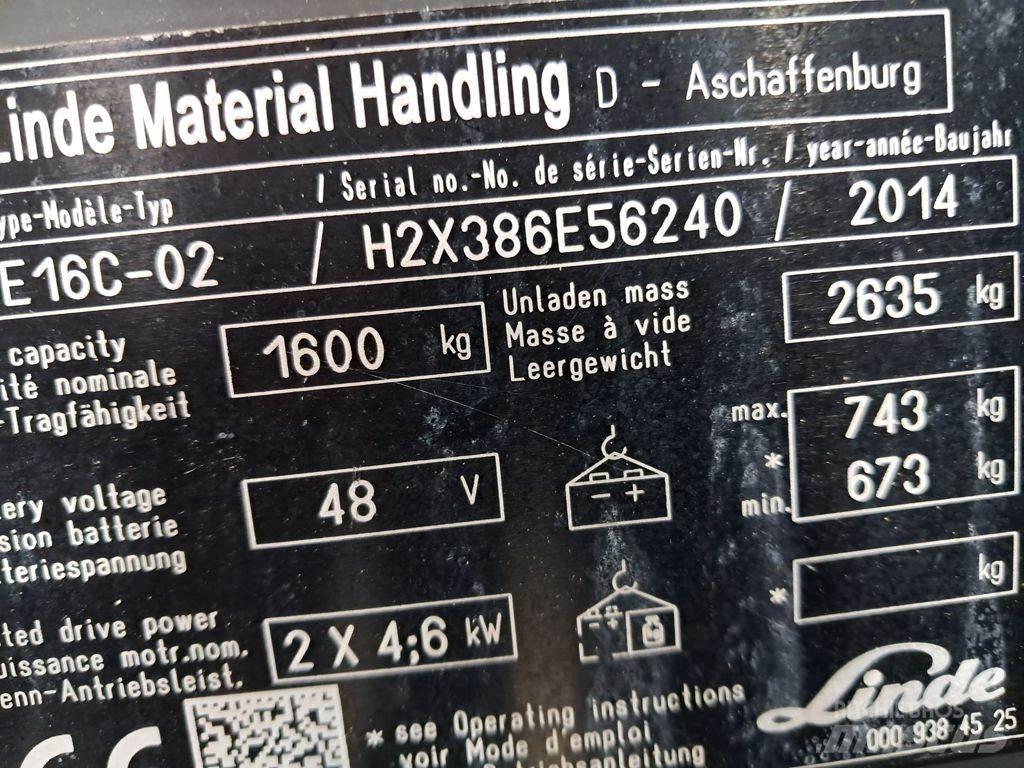 Linde E16C-02 El gaffeltrucks