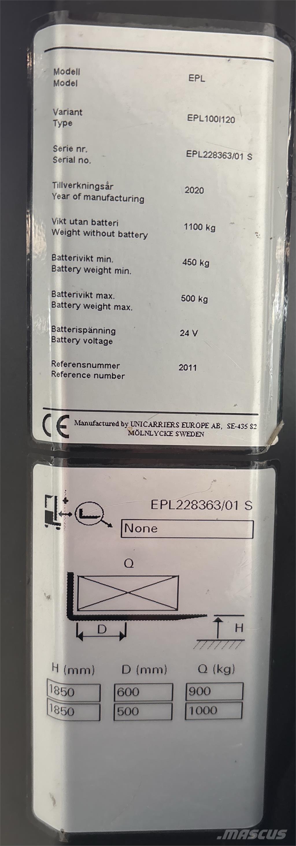 UniCarriers EPL100 Plukketruck, lav