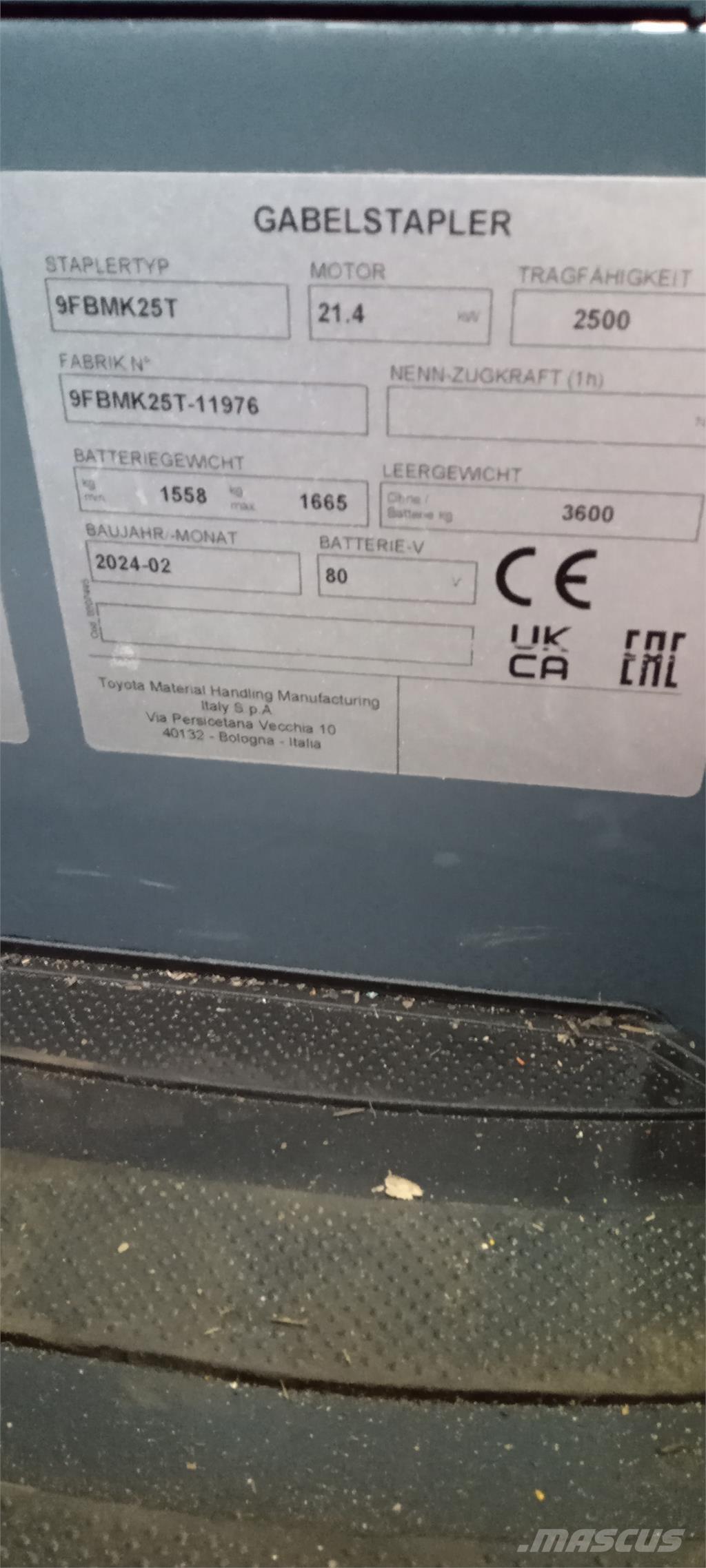 Toyota 9FBMK25T El gaffeltrucks