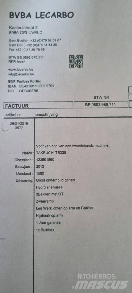 Takeuchi TB 235 Gravemaskiner på larvebånd
