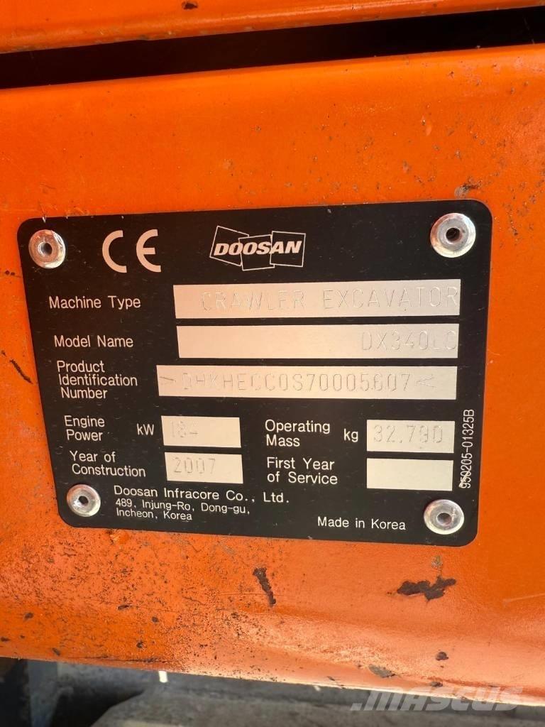Doosan DX 340 LC Gravemaskiner på larvebånd