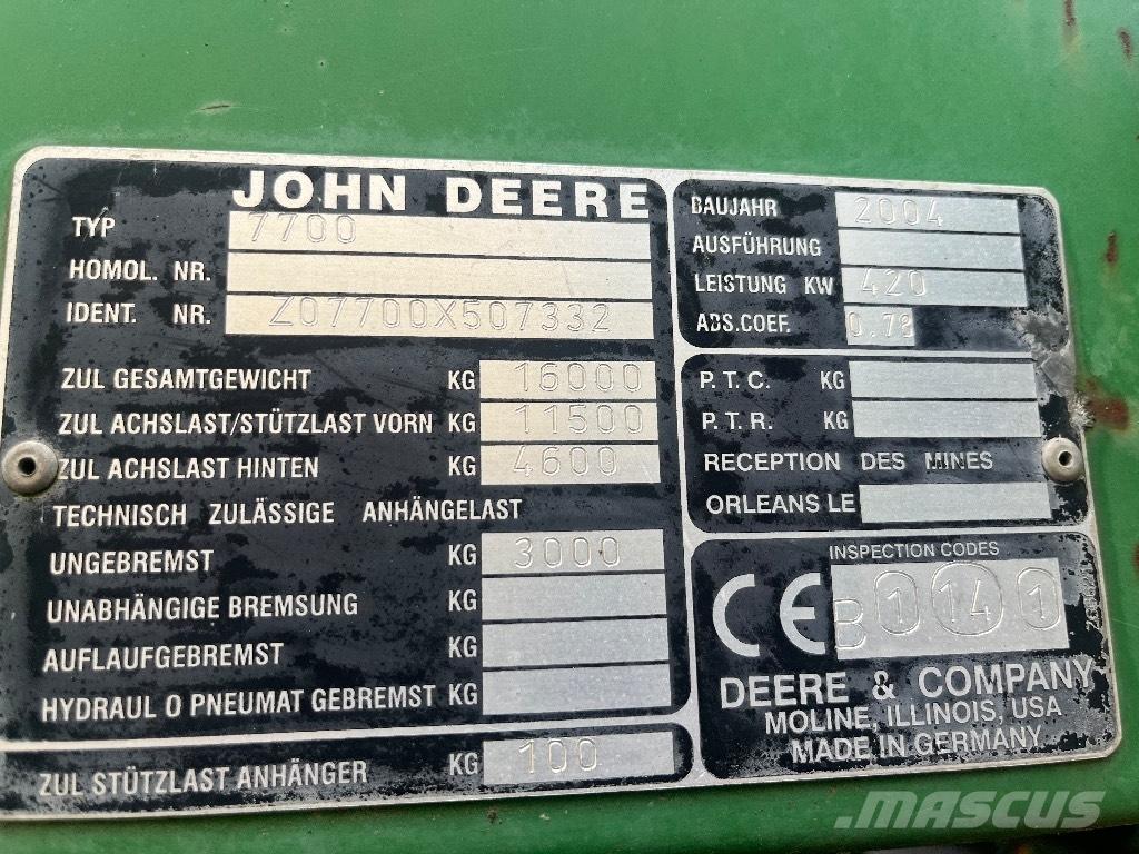 John Deere 7700 Finsnittere