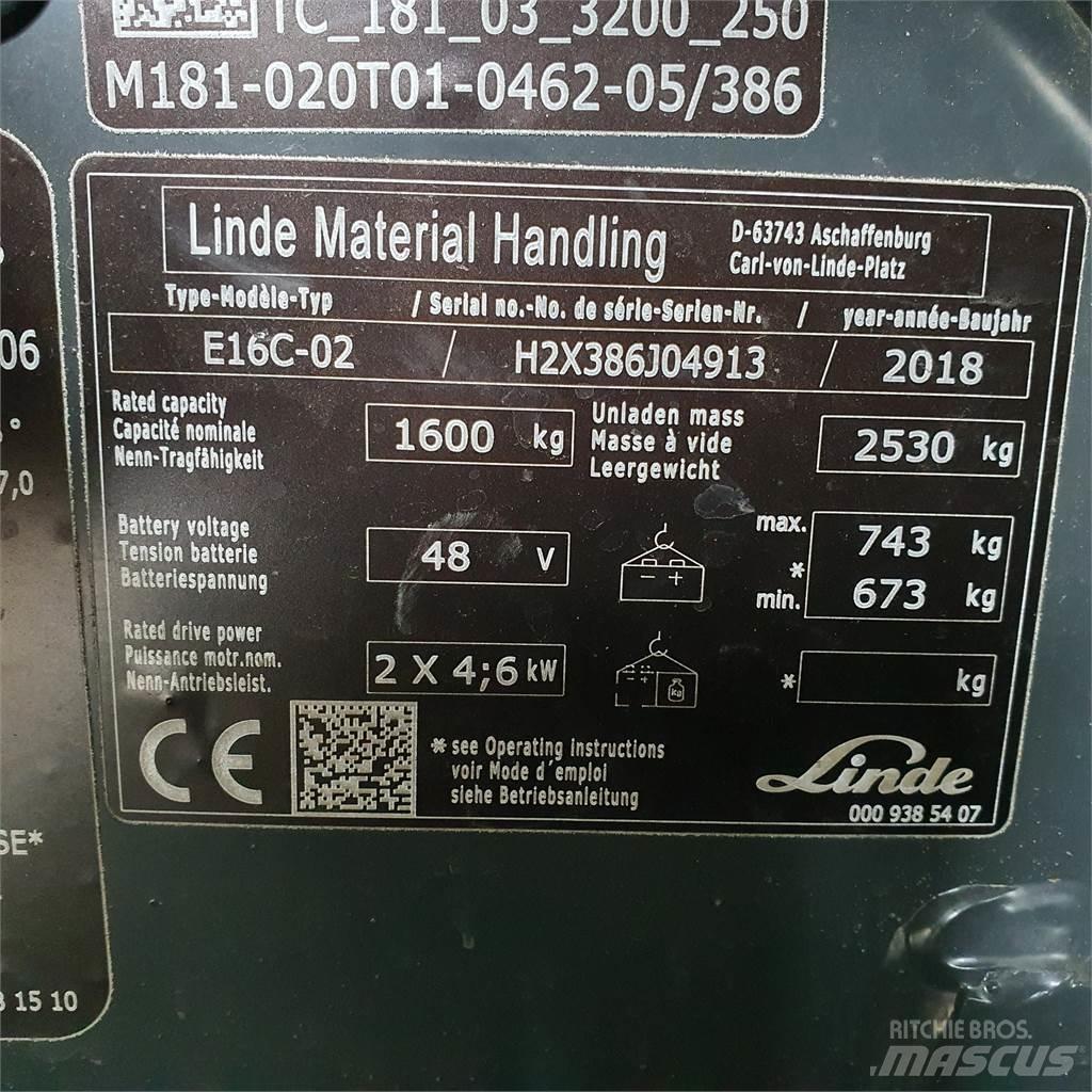 Linde E16C El gaffeltrucks