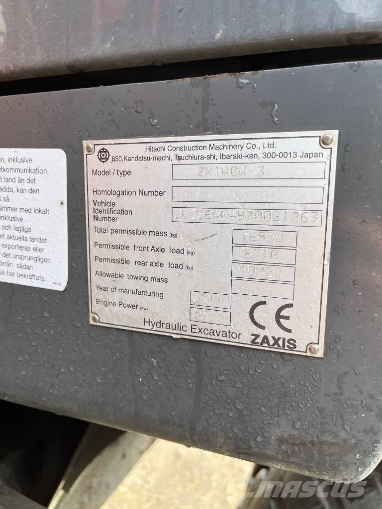 Hitachi ZX140W-3 Gravemaskiner på hjul