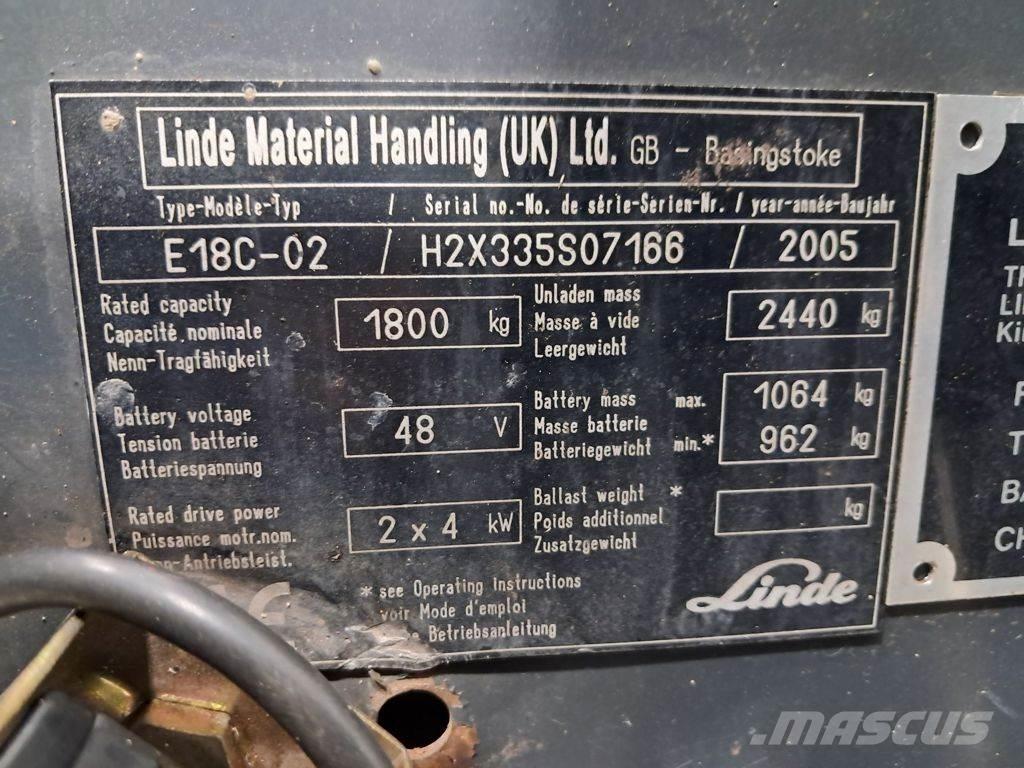 Linde E18C-02 El gaffeltrucks