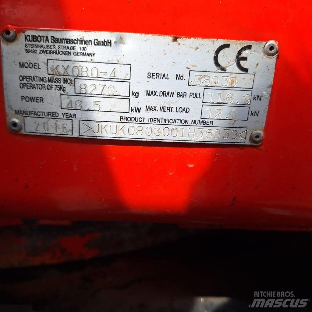 Kubota KX080-4 Midi-gravemaskiner 7t - 12t