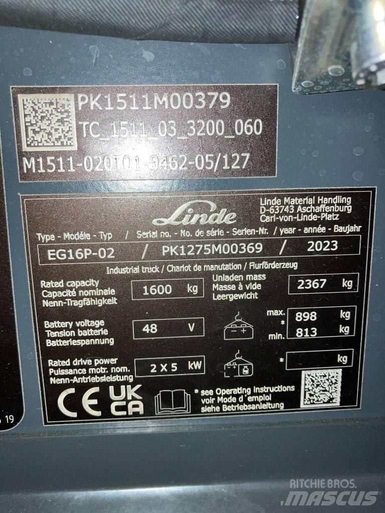 Linde EG16P/1275-02 El gaffeltrucks