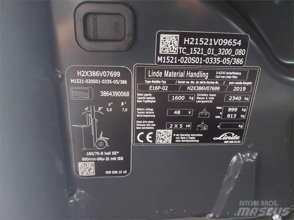 Linde E16P 02 El gaffeltrucks