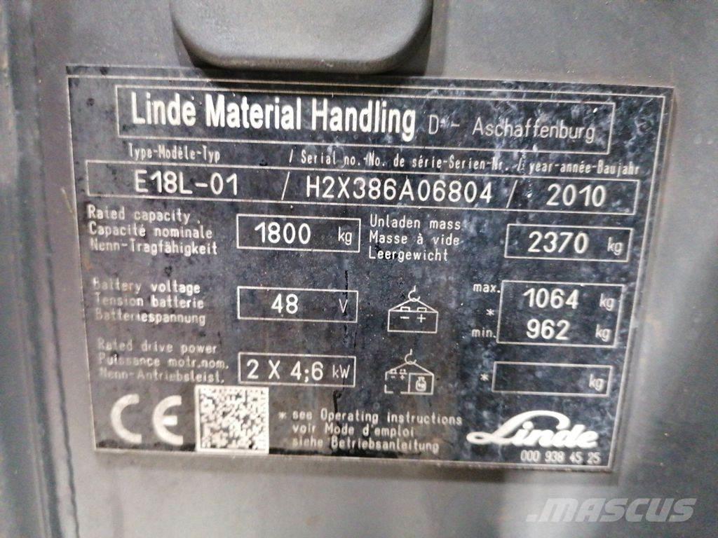 Linde E18L-01 El gaffeltrucks