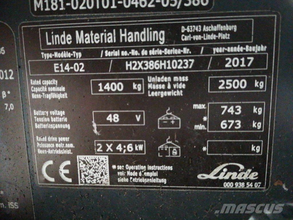 Linde E14-02 El gaffeltrucks