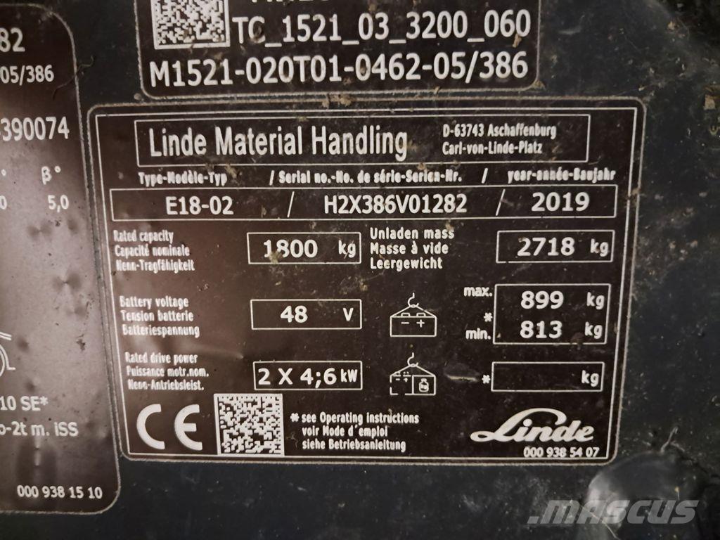 Linde E18-02 El gaffeltrucks