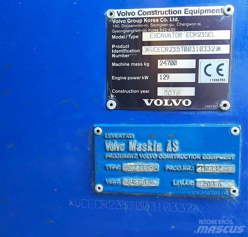 Volvo ECR 235 EL Gravemaskiner på larvebånd