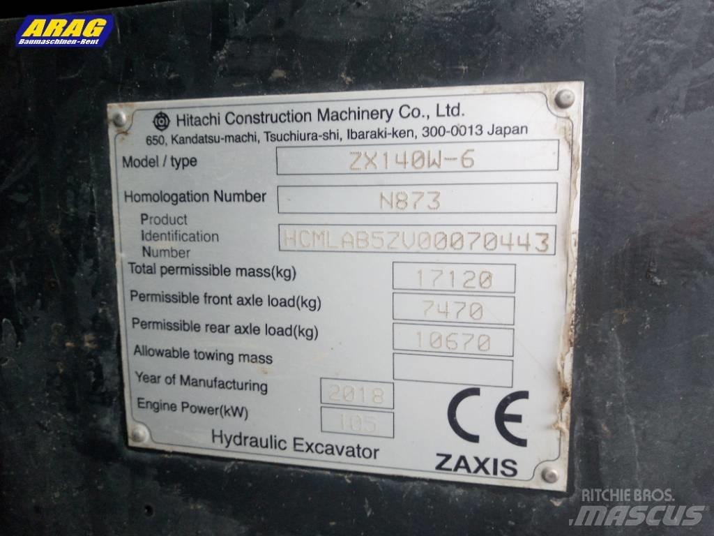 Hitachi ZX 140 W-6 Gravemaskiner på hjul