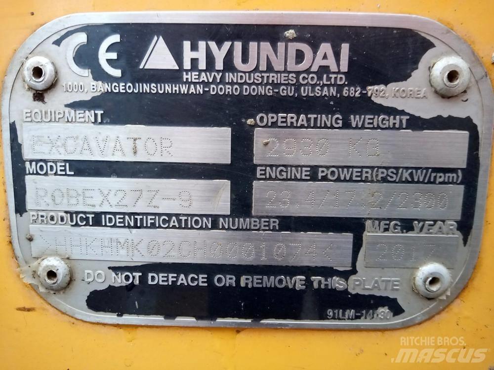 Hyundai Robex 27Z-9 Minigravemaskiner