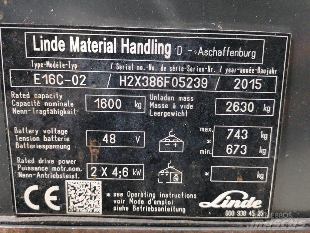 Linde E16C-02 El gaffeltrucks