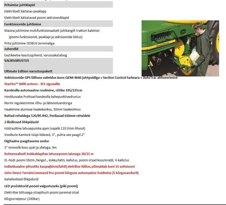 John Deere R 962i Trailersprøjter