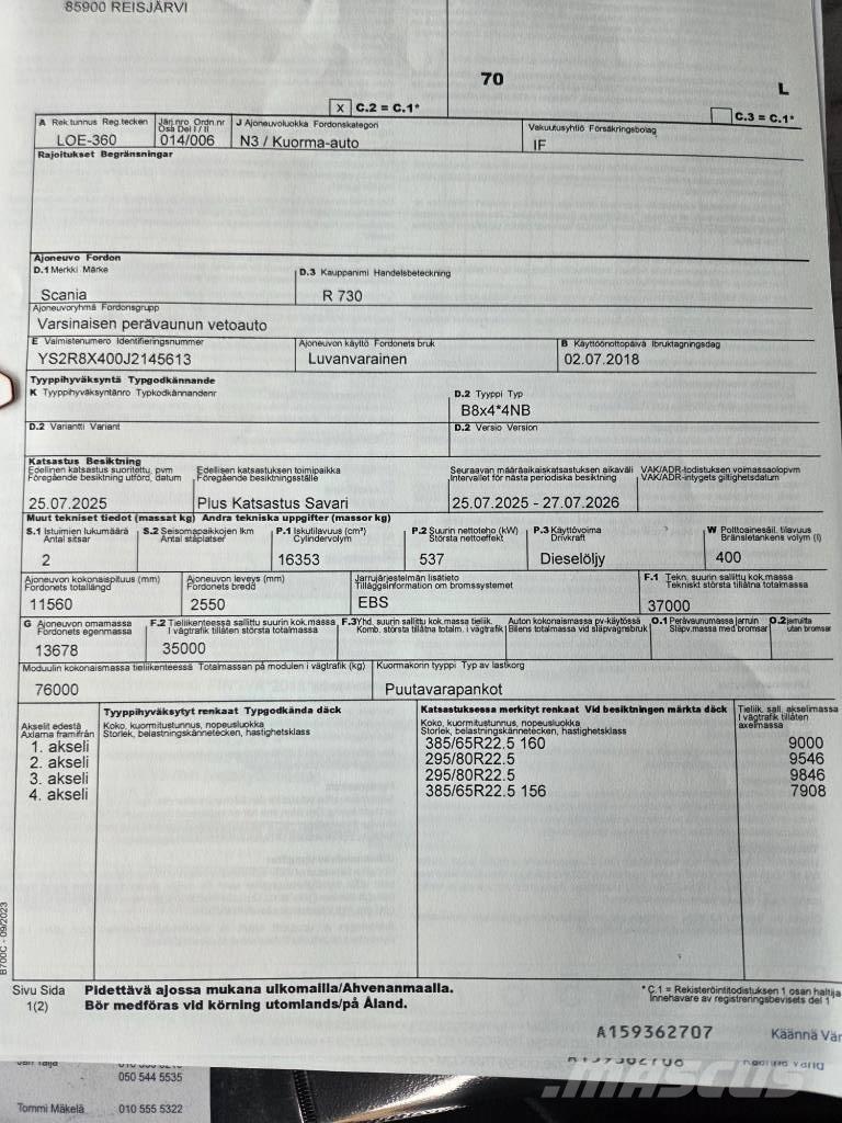 Scania R730 Tømmertransport