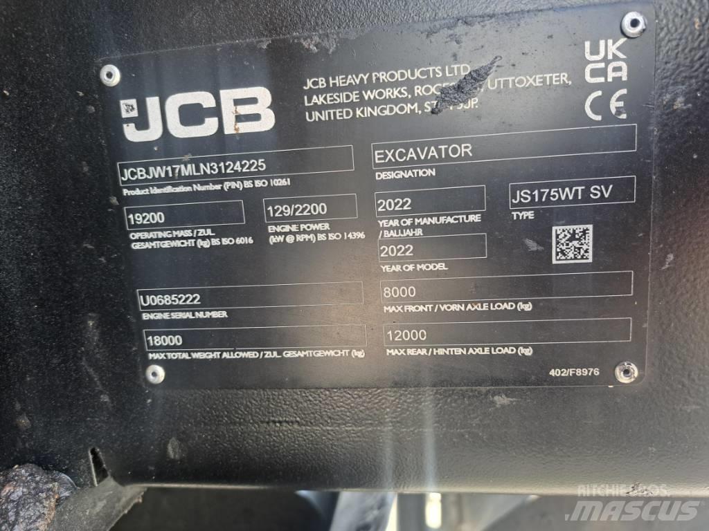 JCB JS175W TAB Gravemaskiner på hjul