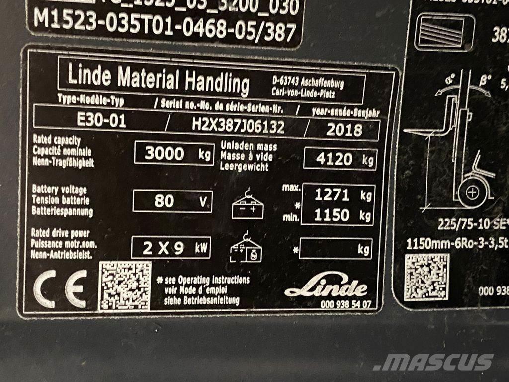 Linde E30-01 El gaffeltrucks
