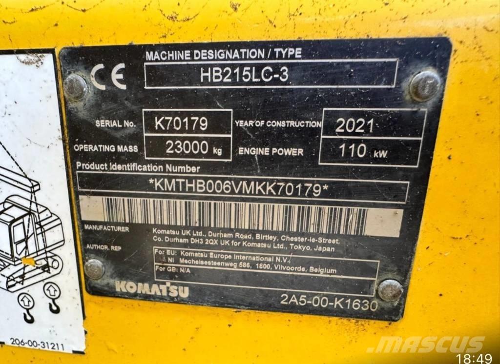 Komatsu HB 215LC-3 Gravemaskiner på larvebånd