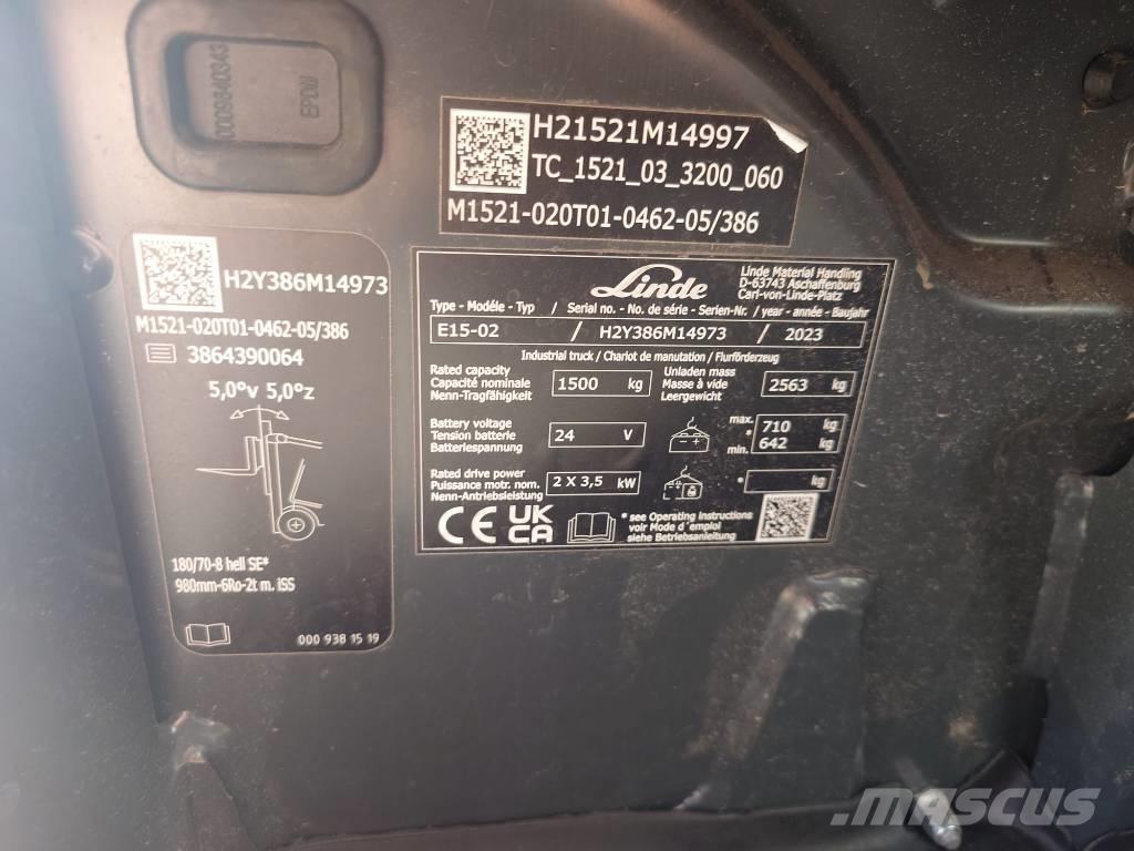 Linde E15/386-02 El gaffeltrucks