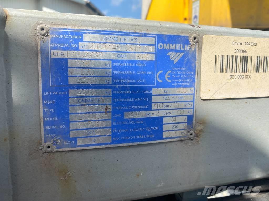 Omme 1700 EBX Trailermonterede lifte