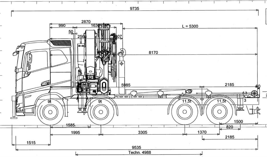 Volvo FH 540 8X4 Lastbil med kran