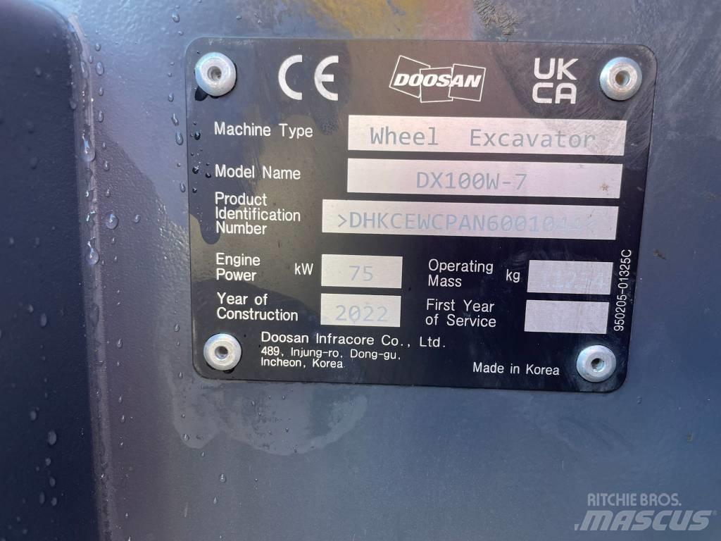 Doosan DX100W-7 Gravemaskiner på hjul