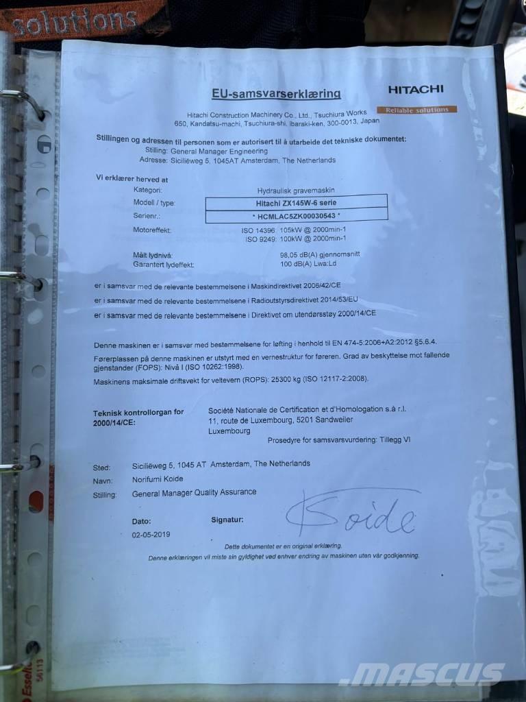 Hitachi ZX 145 W-6 Gravemaskiner på hjul