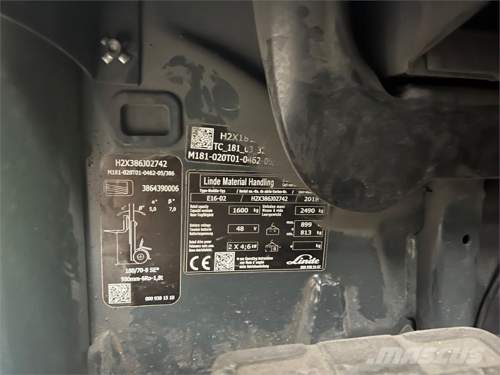 Linde E16-02 El gaffeltrucks