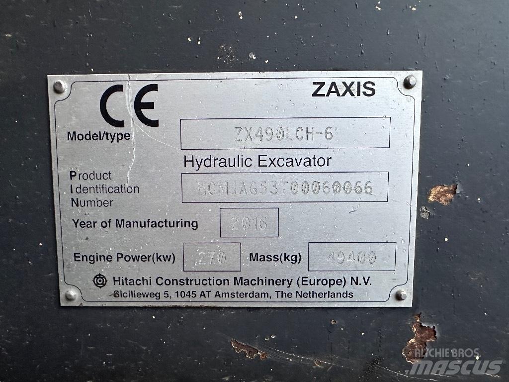 Hitachi ZX 490 LCH Gravemaskiner på larvebånd