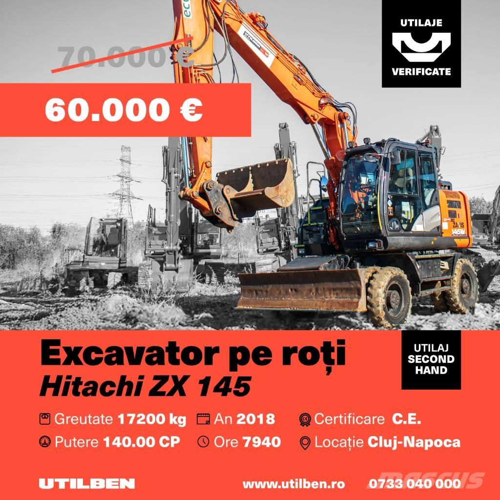  Hitach ZX 145 Gravemaskiner på hjul