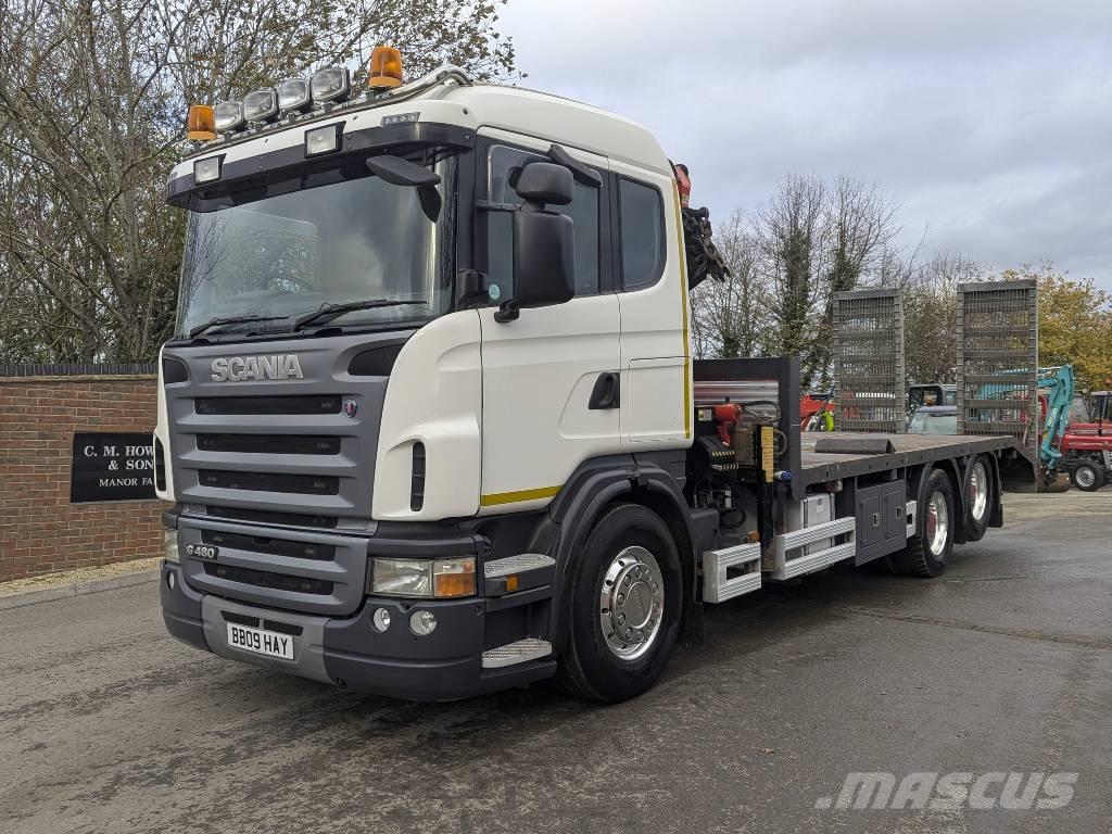 Scania G 480 Flatbed lastbiler med spil