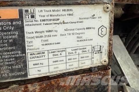 Hyster H 8.00 XL 5 Diesel gaffeltrucks