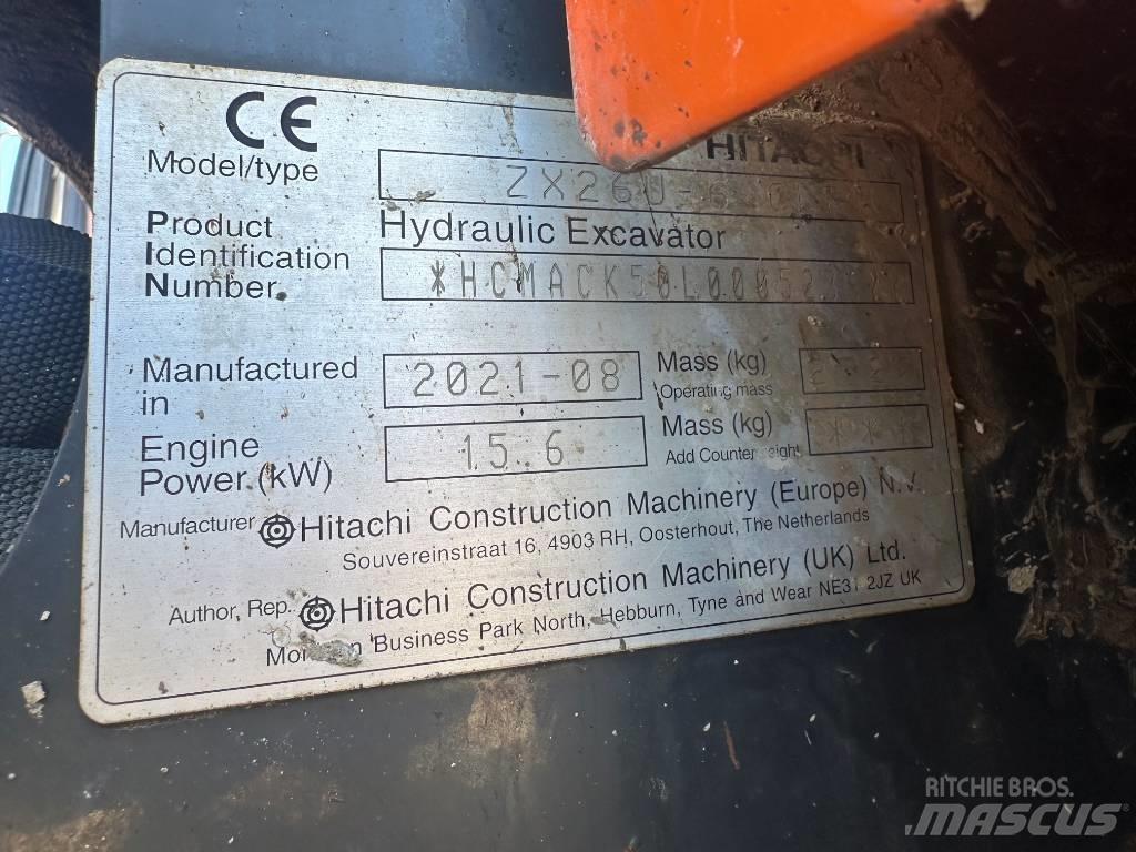 Hitachi ZX 26 U-6 Minigravemaskiner