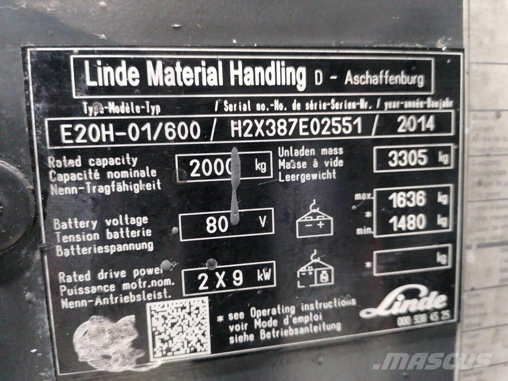 Linde E20H-01/600 El gaffeltrucks