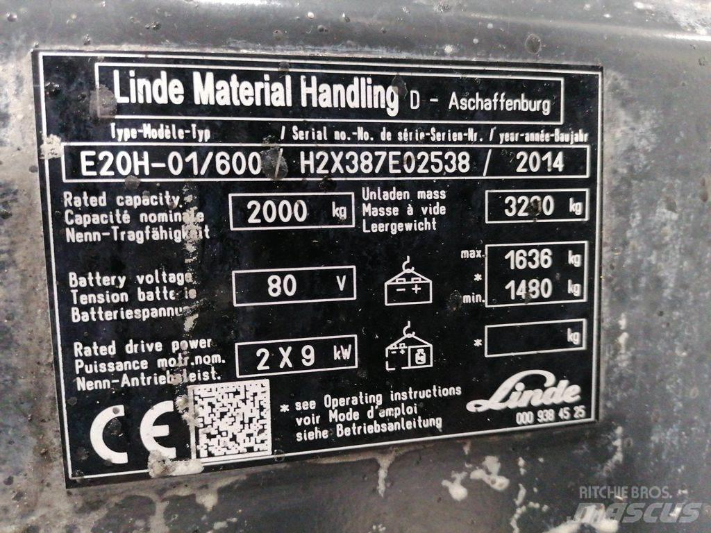 Linde E20H-01/600 El gaffeltrucks
