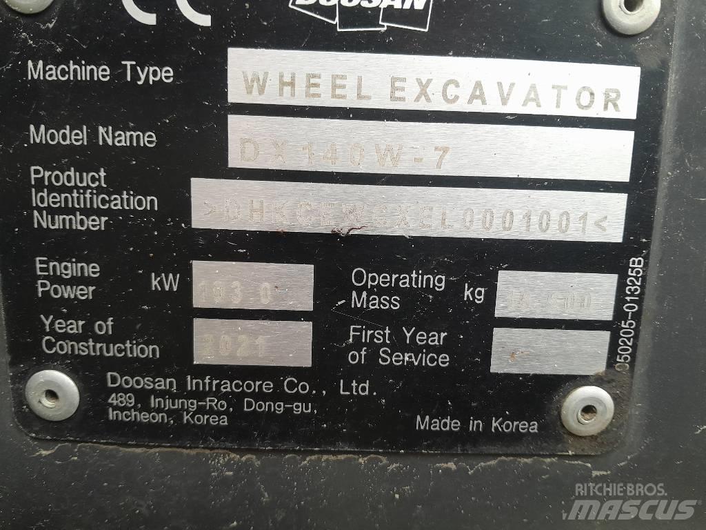 Doosan DX140W-7 Gravemaskiner på hjul