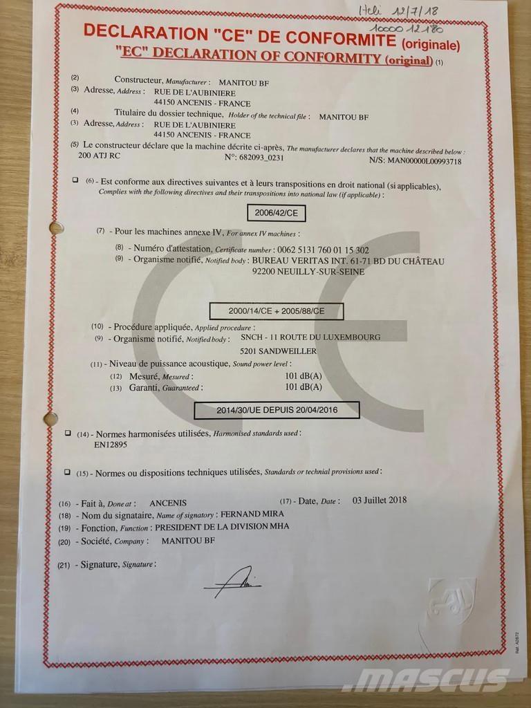 Manitou 200 ATJ Bomlifte med knækarm